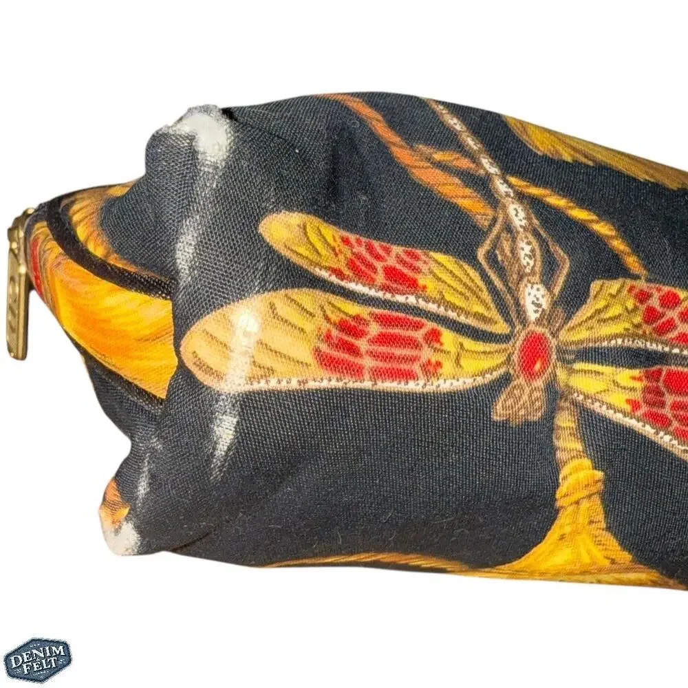 Christian Dior Vintage Trotter Rope‎ Print Cosmetic/Makeup Pouch – Black/Gold